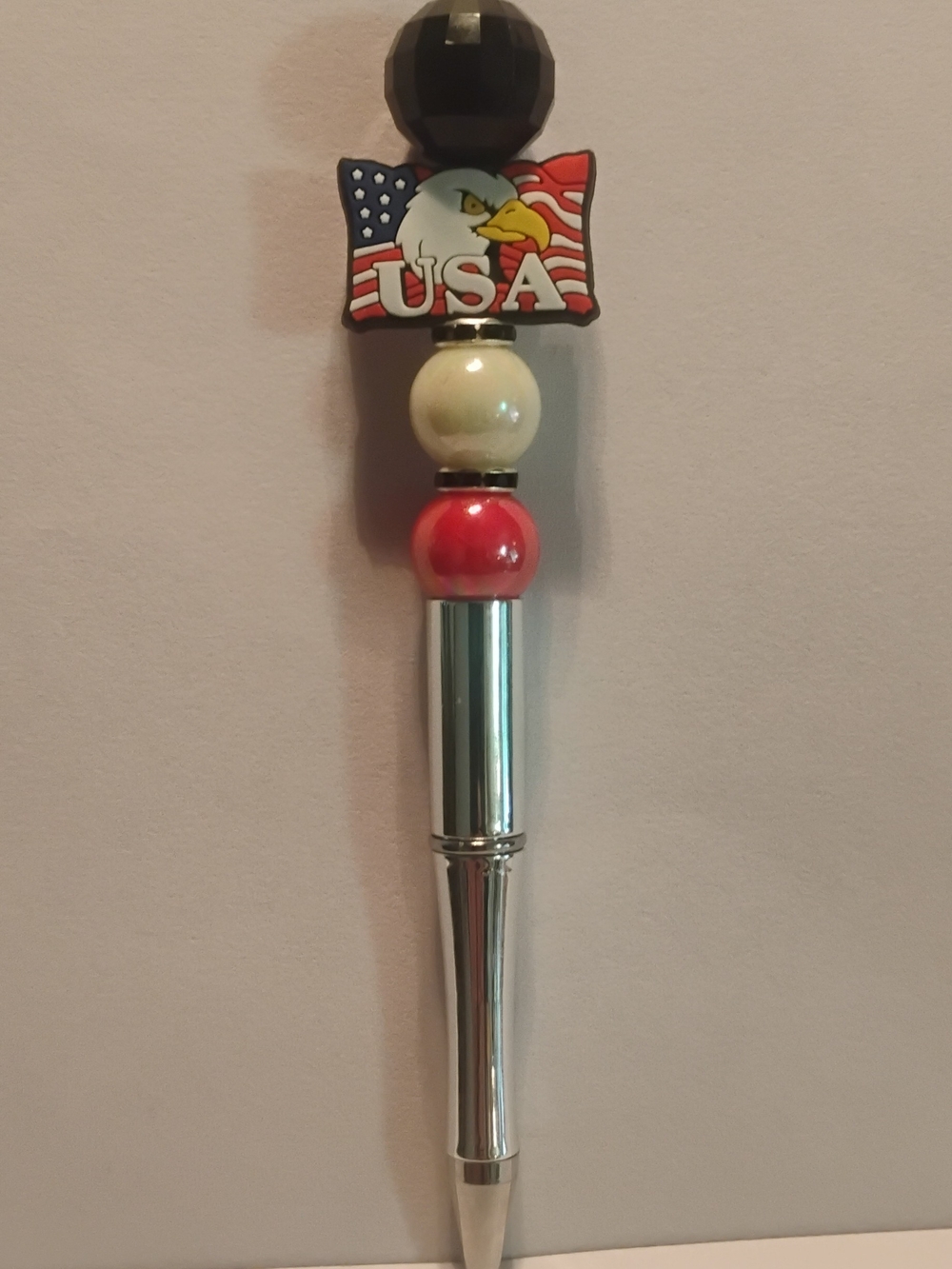 Patriotic USA Eagle Beaded Red, White & Blue Ballpoint Pen